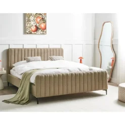 Beliani LUNAN - Tweepersoonsbed - Taupe - 160 x 200 cm - Bouclé Sale
