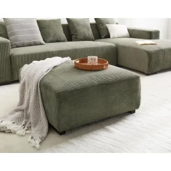 Leen Bakker LUNGO - Ottomaan - Groen - Corduroy