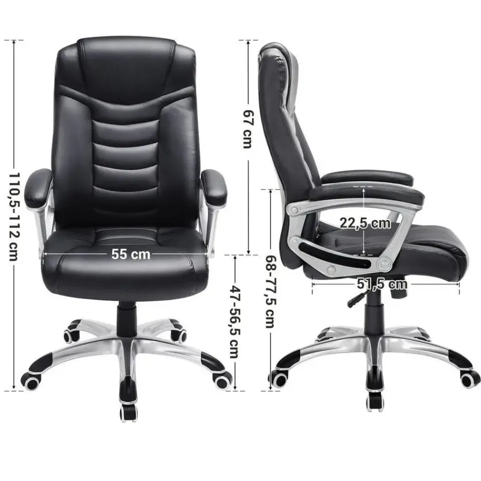 ACAZA Luxe design manager bureaustoel - kunstleer - zware belasting - zwart