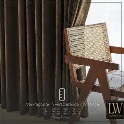 LW Collection Gordijnen bruin 270x140CM met haakjes Velvet 1 stuk Clearance