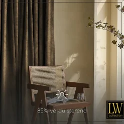 LW Collection Gordijnen bruin 270x140CM met haakjes Velvet 1 stuk Clearance
