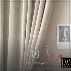 LW Collection Gordijnen beige 270X140CM velvet kant en klaar 1 stuk Sale