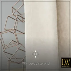 LW Collection Gordijnen Beige 270x290cm Velvet Kant en klaar 1 stuk Sale