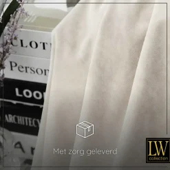 LW Collection Gordijnen Beige 270x290cm Velvet Kant en klaar 1 stuk Sale
