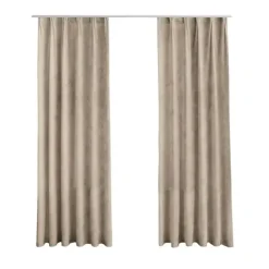 LW Collection Gordijnen beige 225x140CM met haakjes Velvet 1 stuk Best