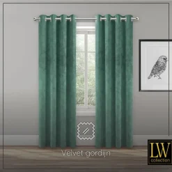 LW Collection Gordijnen Groen 245x290cm Velvet Kant en klaar 1 stuk Hot