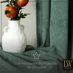 LW Collection Gordijnen Groen 270X140CM velvet kant en klaar 1 stuk Discount