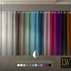 LW Collection Gordijnen Groen 270X140CM velvet kant en klaar 1 stuk Discount