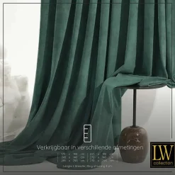 LW Collection Gordijnen Groen 270X140CM velvet kant en klaar 1 stuk Discount