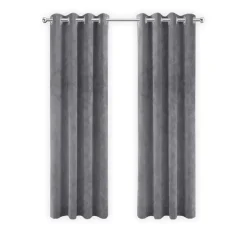 LW Collection Gordijnen Grijs 270x290cm Velvet Kant en klaar 1 stuk Hot
