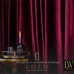 LW Collection Gordijnen Rood 245x290cm Velvet Kant en klaar 1 stuk Discount