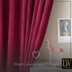LW Collection Gordijnen Rood 245x290cm Velvet Kant en klaar 1 stuk Discount