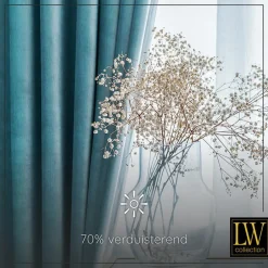 LW Collection Gordijnen Turquoise 245x290cm Velvet Kant en klaar 1 stuk Hot