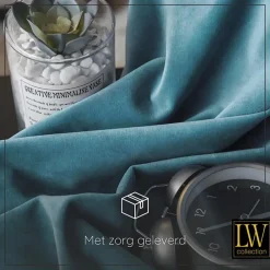 LW Collection Gordijnen Turquoise 245x290cm Velvet Kant en klaar 1 stuk Hot