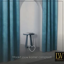 LW Collection Gordijnen Turquoise 245x290cm Velvet Kant en klaar 1 stuk Hot