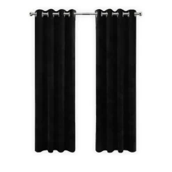 LW Collection Gordijnen Zwart 245x290cm Velvet Kant en klaar 1 stuk Sale