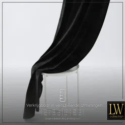 LW Collection Gordijnen Zwart 245x290cm Velvet Kant en klaar 1 stuk Sale