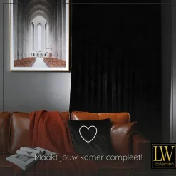 LW Collection Gordijnen Zwart 245x290cm Velvet Kant en klaar 1 stuk Sale