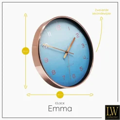 LW Collection Keukenklok Emma lichtblauw rosé 30cm Hot