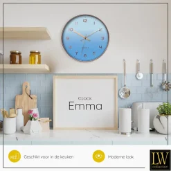 LW Collection Keukenklok Emma lichtblauw rosé 30cm Hot