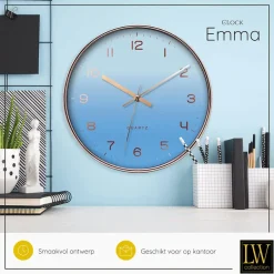 LW Collection Keukenklok Emma lichtblauw rosé 30cm Hot