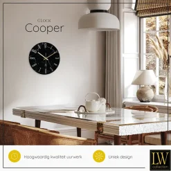 LW Collection Keukenklok Cooper zwart marmer 30cm Sale