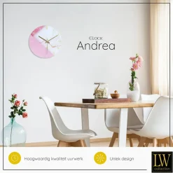 LW Collection Keukenklok Andrea wit roze 30cm