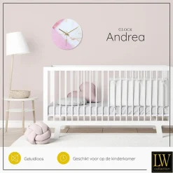 LW Collection Keukenklok Andrea wit roze 30cm