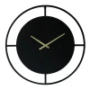 LW Collection Wandklok Danial zwart goud 60cm Discount