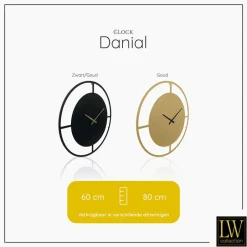 LW Collection Wandklok Danial zwart goud 60cm Discount