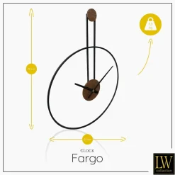 LW Collection Wandklok Fargo zwart 55cm Best