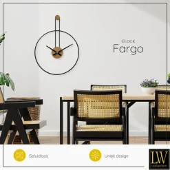 LW Collection Wandklok Fargo zwart 55cm Best