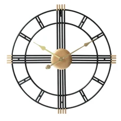 LW Collection Wandklok William zwart goud 60cm New