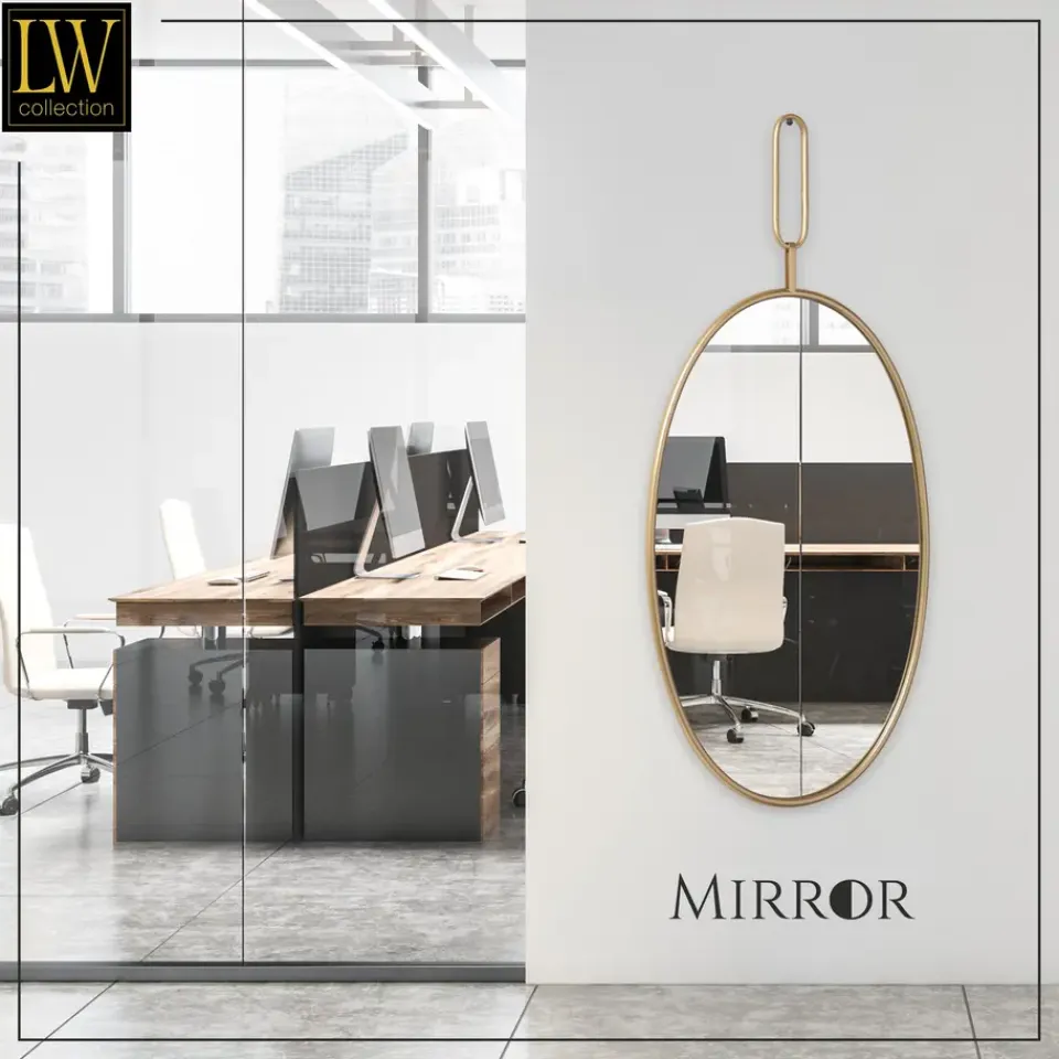 LW Collection Wandspiegel goud rond ovaal 45x96 cm metaal Sale