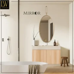 LW Collection Wandspiegel goud rond ovaal 45x96 cm metaal Sale