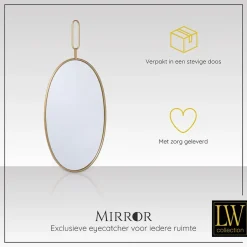 LW Collection Wandspiegel goud rond ovaal 45x96 cm metaal Sale