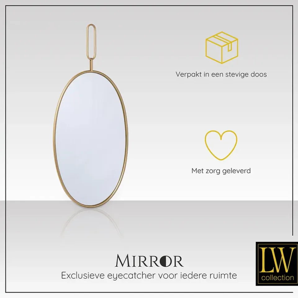 LW Collection Wandspiegel goud rond ovaal 45x96 cm metaal Sale