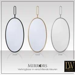 LW Collection Wandspiegel goud rond ovaal 45x96 cm metaal Sale