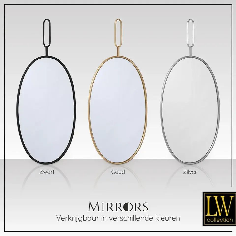 LW Collection Wandspiegel goud rond ovaal 45x96 cm metaal Sale