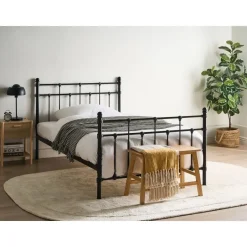 Leen Bakker LYNX - Tweepersoonsbed - Zwart - 120 x 200 cm - Metaal Outlet