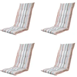 Madison - Tuinstoelkussen Hoge Rug Righe salmone - Ca. 123x50 cm - Set van 4 Hot