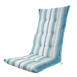 Madison - Tuinstoelkussen Hoge Rug Righe azure - Ca. 123x50 cm - Set van 4 Outlet