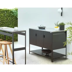 Leen Bakker MAENZA - Buitenkeukenkast 3-deurs - Zwart - Staal New