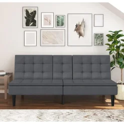 Dorel Home Maine - Slaapbank in antraciet ribstof Online