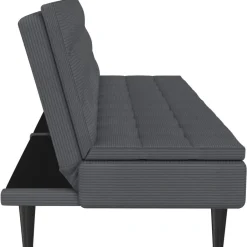 Dorel Home Maine - Slaapbank in antraciet ribstof Online