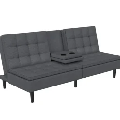 Dorel Home Maine - Slaapbank in antraciet ribstof Online