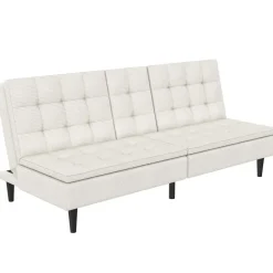 Dorel Home Maine - Slaapbank in crèmekleurige ribstof Online