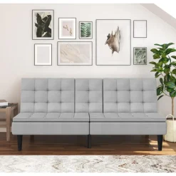 Dorel Home Maine - Slaapbank in grijze ribstof Best