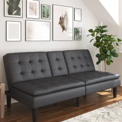 Dorel Home Maine - 3-zits slaapbank in grijs kunstleer Sale