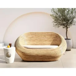 Leen Bakker MAIORI - Tuinbank 2-zits - Natuurlijk/Beige - Rotan Outlet